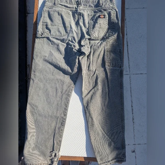 Vintage Dickies 100% Cotton Army Green Cargo Chinos 38x32 - Picture 4 of 6